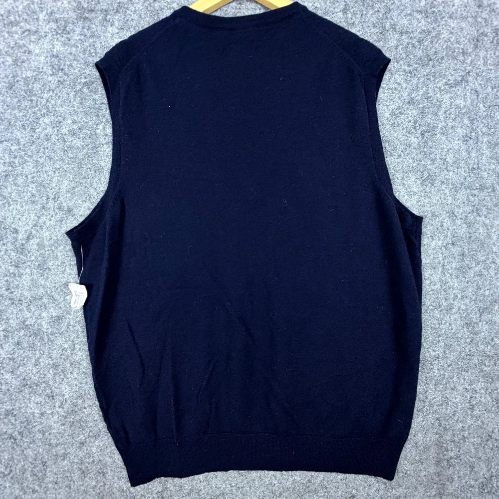 Club Room Sweater Vest Mens XL Blue Argyle Diamond Ribbed Hem V-Neck Pullover